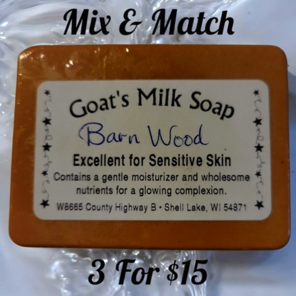 Home-made Amish Goat's Milk Soap Bar "Barn Wood" Borntregers Sensitive Skin